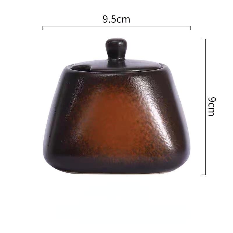 

Кухонная бытовая керамическая банка для соли, чили, приправ, банка для приправ с крышкой и ложкой, одинарная, с брызгами масла чили