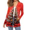 Women's Fashion Christmas Print Long-Sleeved Pocketed Slim-Fit Cardigan Coat