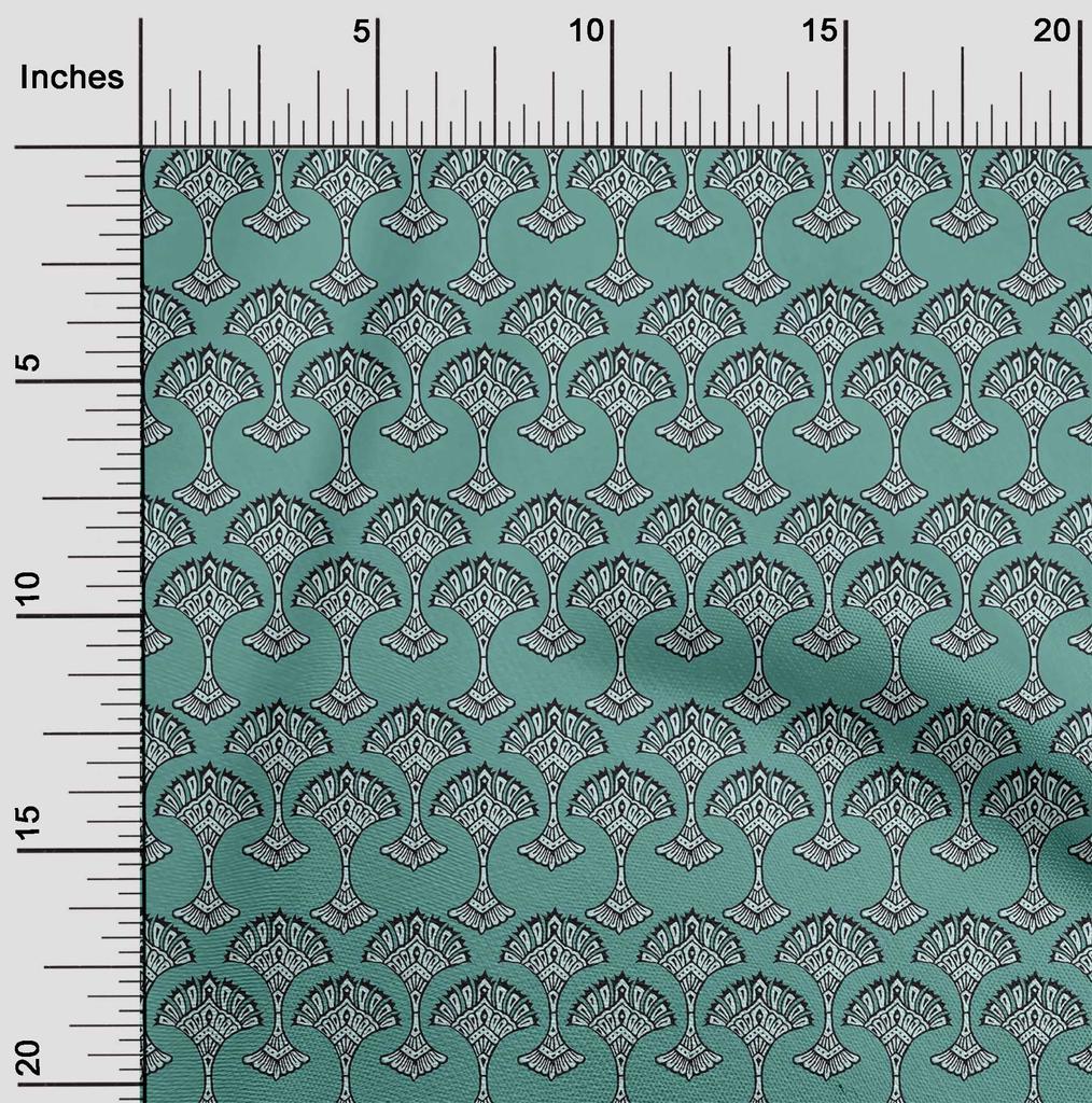 oneOone Cotton Flex Fabric Floral Block Printed Fabric 1 Yard 40 Inch Wide