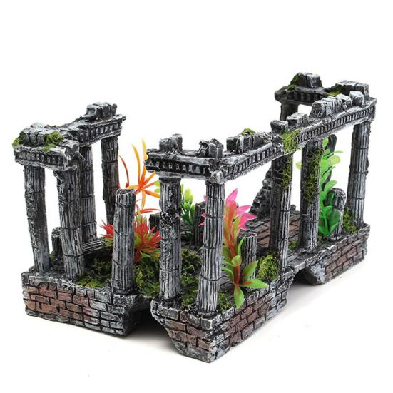 Akvarijní pryskyřičná dekorace Antický relikt Sloup Jeskyně Úkryt pro krevety Ornament do akvária