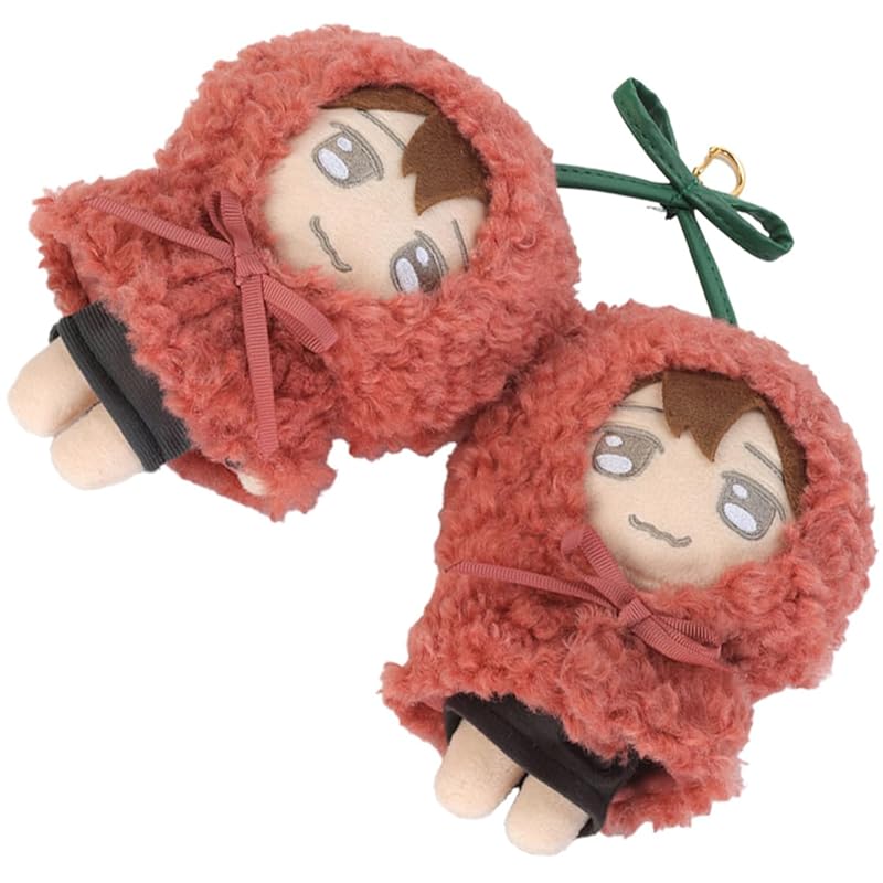 

red [M size] Plush toy Sewing doll mascot Sewing activities Sewing chibinui sewing clothes costume 15cm Smaller mini poncho boa Nicoichi cherry cherry