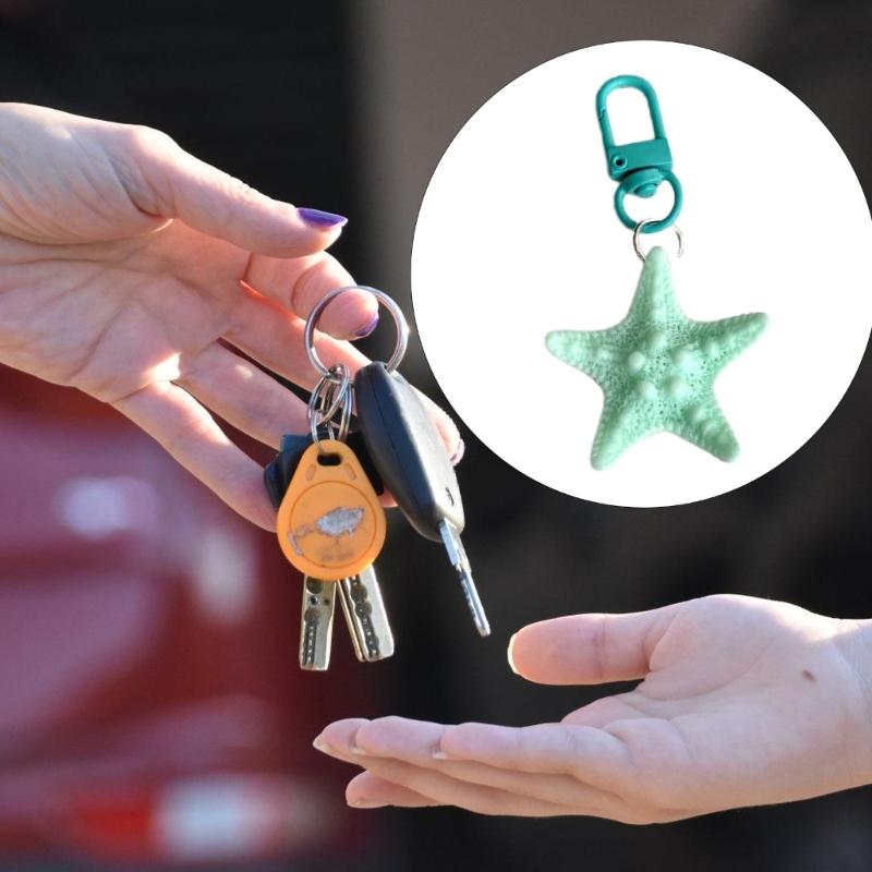 Pentagrams Pendant Keyring Colorful Starfish Shaped Keychain Handbag Charm Decoration Stylish Car Key Holder Ornament