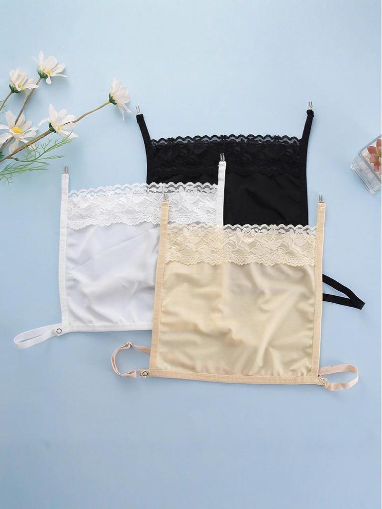Lace Strapless Modesty Cover: Anti-Light Exposure V-Neck Chest Cover Collar Innerwear