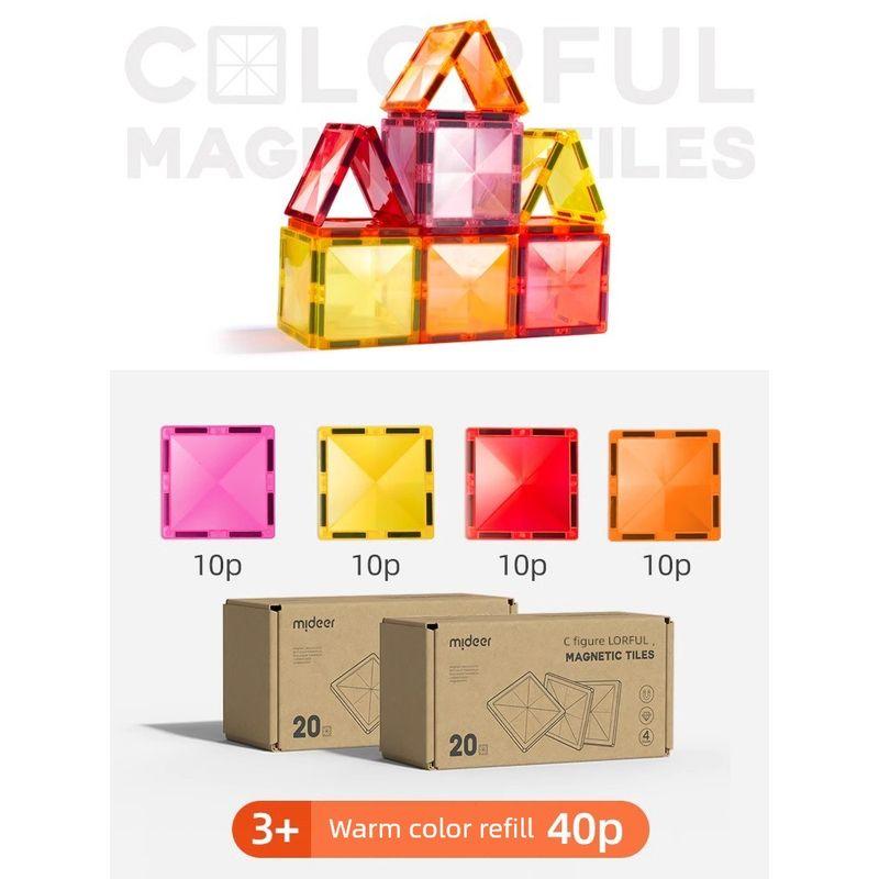 

Mideer Milu Kids Boys and Girls Toys Magnetic Piece Supplement: 40 pieces of Square warm color