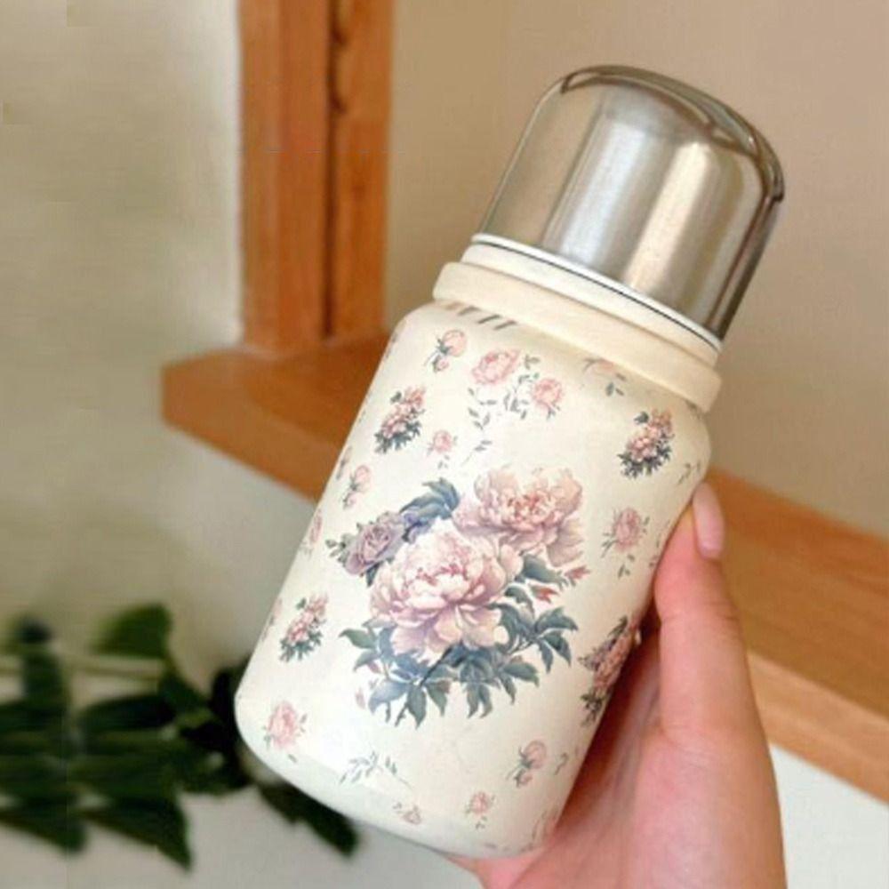 Vintage Floral Vacuum Thermos Bottle 450/600ML Insulated Water Bottle Thermal Cup  Travel Camping