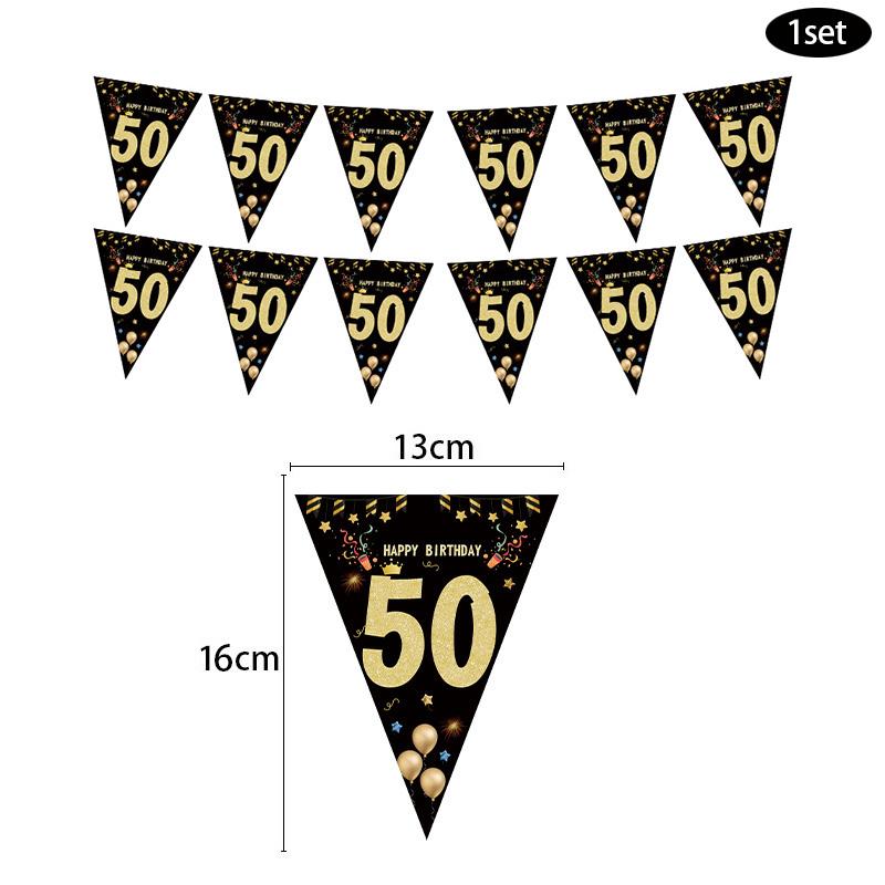 30th 40th 50th 60th Birthday Decorations Number Balloons Birthday Hanging Banner Flags for Adult 30th Anniversary Supplies