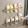 Punch-Free Wall-Mounted Slipper Rack: Multifunctional Bathroom Storage Organizer.