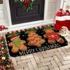Merry Christmas Gingerbread Tree Doormat, Polyester Hand Wash Only Non-Slip Rug for Multi-Room Holiday Decor