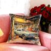 Soft Watercolor Vintage Car Cushion Cover Premium Soft Pillowcase SkinFriendly Breathable MultiPurpose for Home Office Travel