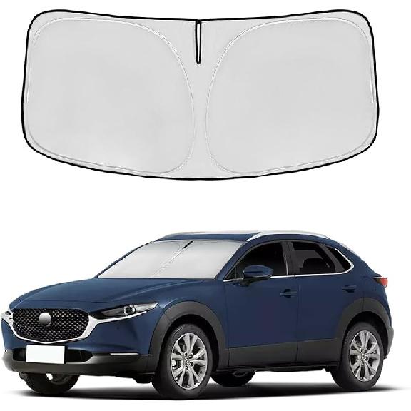 Windshield Sun Shade For Mazda 3 2014-2018 Double Layer 240T Front Window Shade Fit Mazda 3 Sun Visor Foldable Shade Blocks UV Rays Summer Must Have