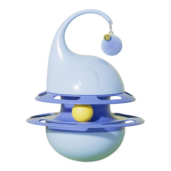 

Интерактивная игрушка-неваляшка для кошек, забавная головоломка, кормушка для кошек с пушистым шариком и колокольчиком, для самостоятельной игры, развивающая игрушка для котят, для дома синий