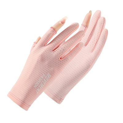 Sun Protection Gloves for Women In Spring and Summer, Anti-UV, Quick-drying Ice Silk, Cool Feeling, Outdoor Driving and Cycling, Exposed Two-finger