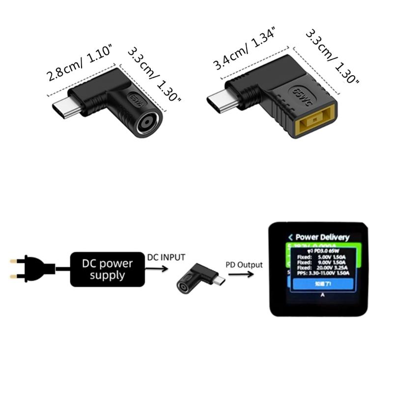 DC12V-20.5V Type-C Power Jack Type-C Male To DC Female Power Connector Adapter 3.0x1.1mm 7.9x0.9mm 5.5x1.7mm 7.4x0.6