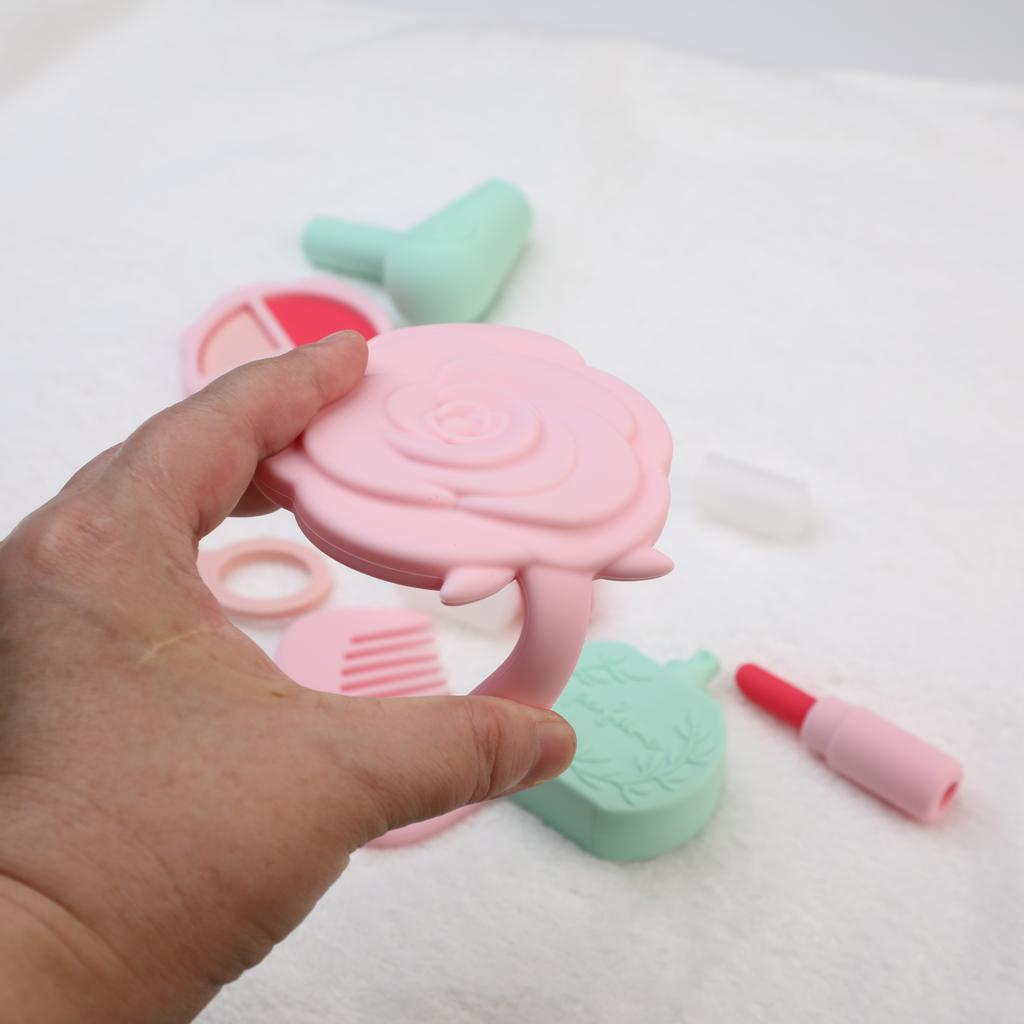 8pcs Girl Makeup Toys Silicone Simulation Cosmetic Toy Set Children Imitate Makeup Tools Edible Grade Silicone Child Girl Makeup