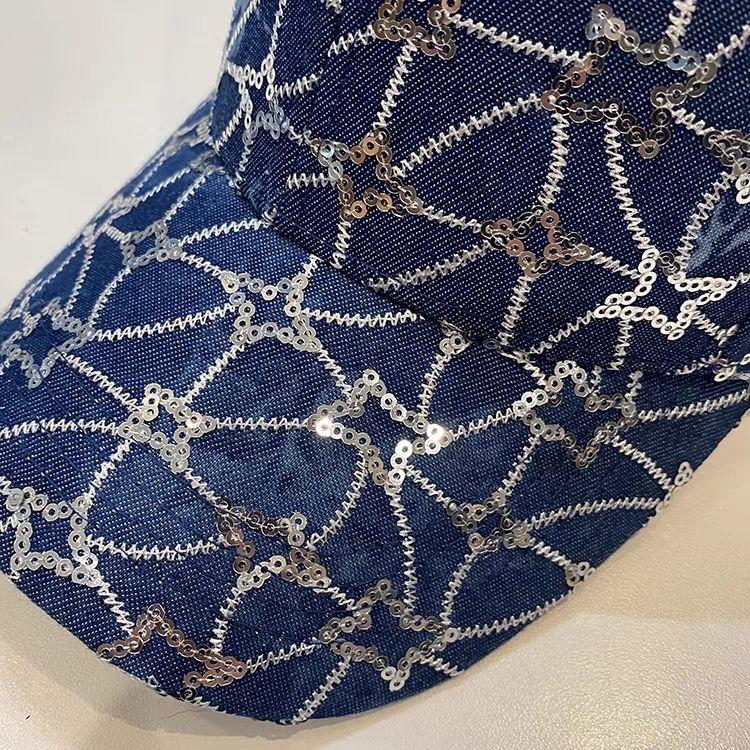 Hat Women's Sequins Fashion Baseball Cap Summer New Casual Sunshade Sunscreen Hollow Internet Celebrity Cap