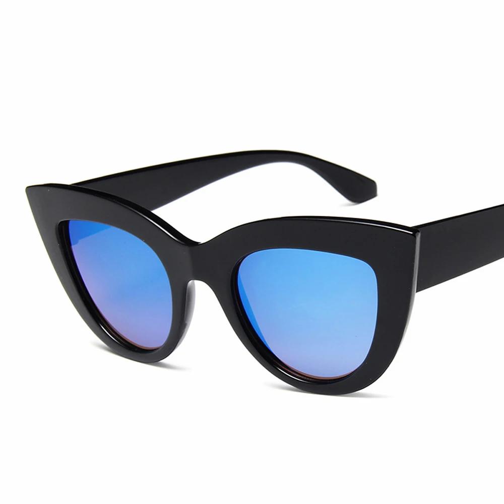 New Cat Eye Women Vintage Shaped Sun Glasses Tinted Color Lens Blue Sunglasses