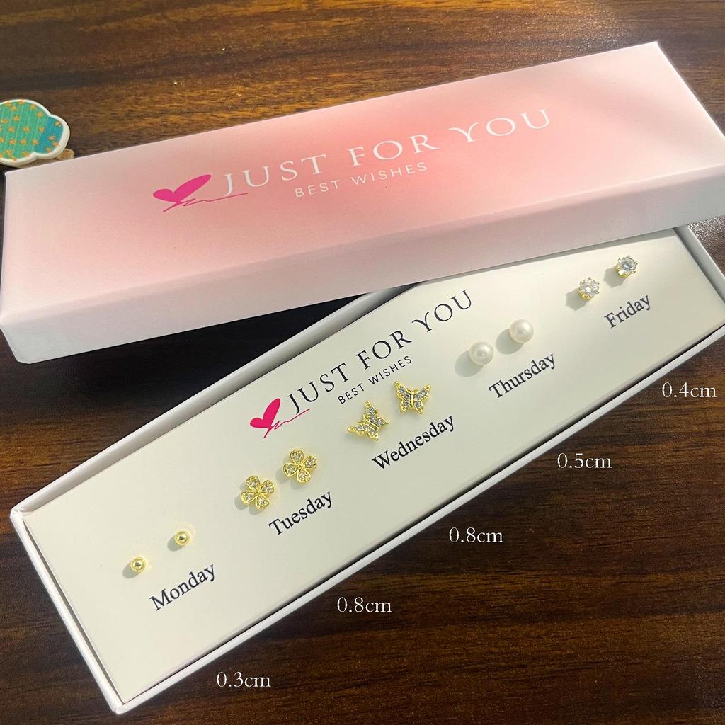 Weekly Gift Box: Star, Moon, Butterfly & Flower Bow Stud Earrings for Girls