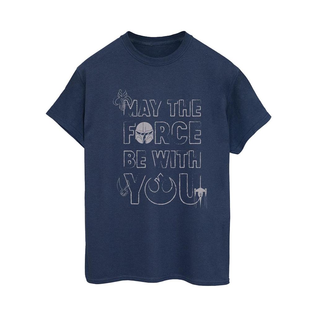 Star Wars Womens/Ladies The Mandalorian May The Force Mando Cotton Boyfriend T-Shirt