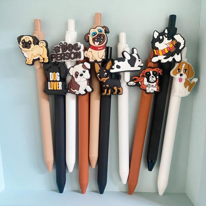 Set di 8 Penne Gel Cane Carino / Set di Scrittura Retrattile con Inchiostro Nero per Amanti dei Cani / Tecnici Veterinari / Studenti / Cancelleria per Ufficio / Penne Animali / Essenziali per il Lavoro