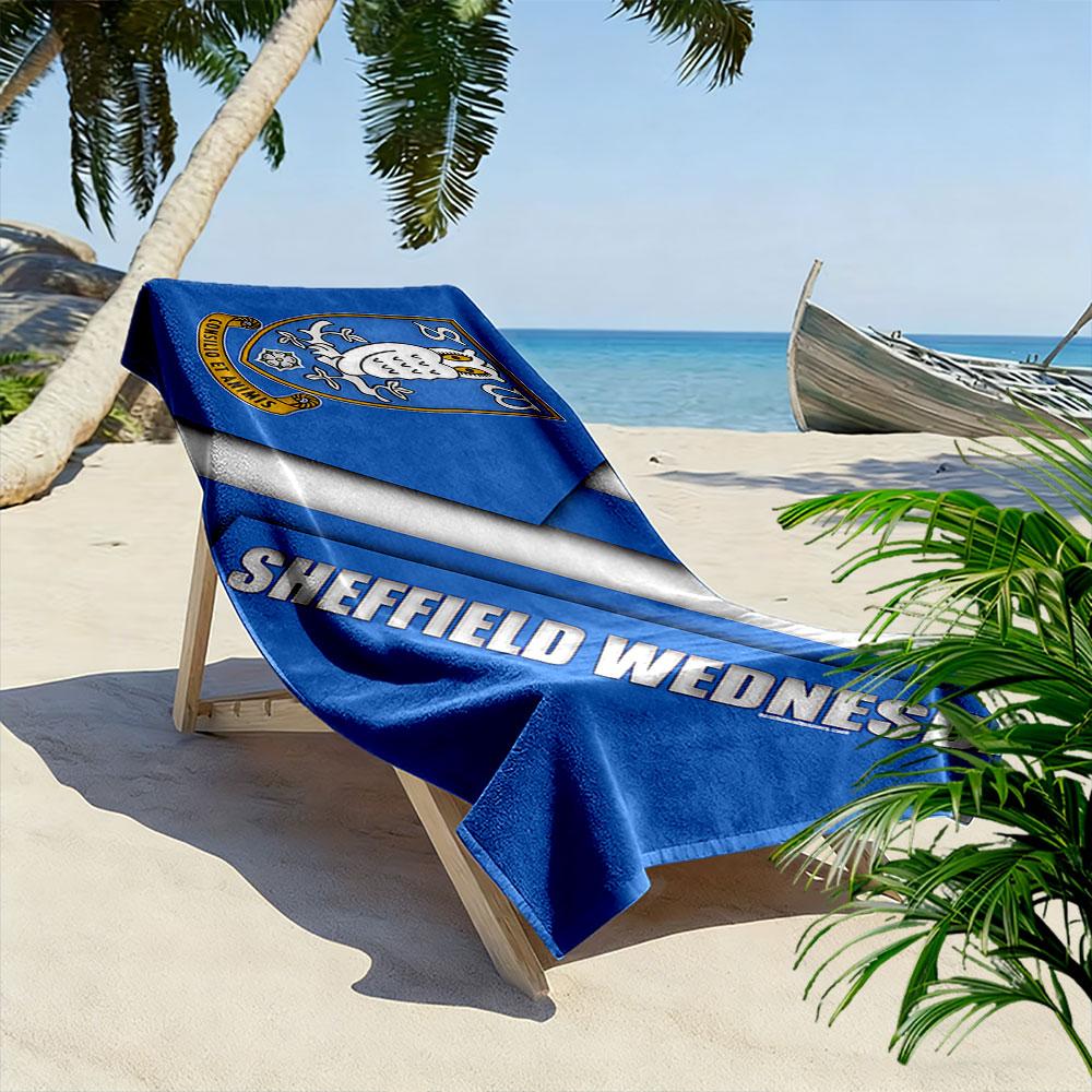 Large Beach Towel with Sheffield Wednesday Badge, Quick Dry Microfiber, Soft Absorbent, for Beach Pool Soccer Fan Gift