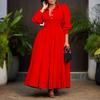 Women's Button Down T-Shirt Dress Casual Long Sleeve Maxi Dress Flowy Lapel A-line Long Dress with Pockets