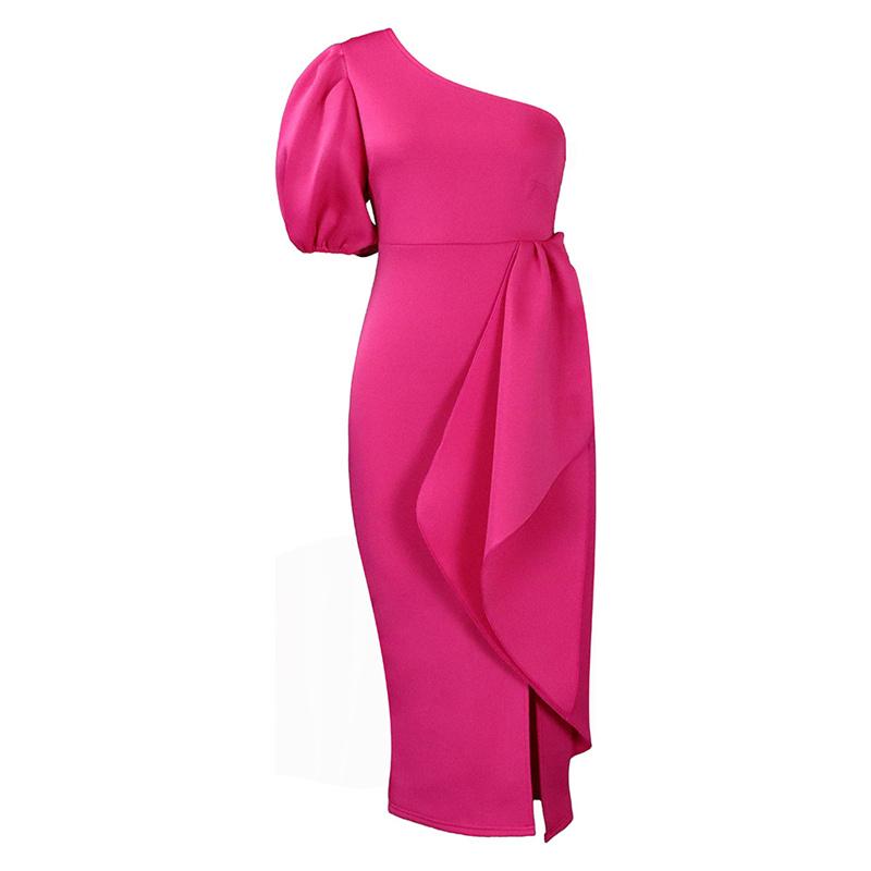 Collar Split Ruffled Dress Sexy Women's Dress Fashion Clothing Diagonal