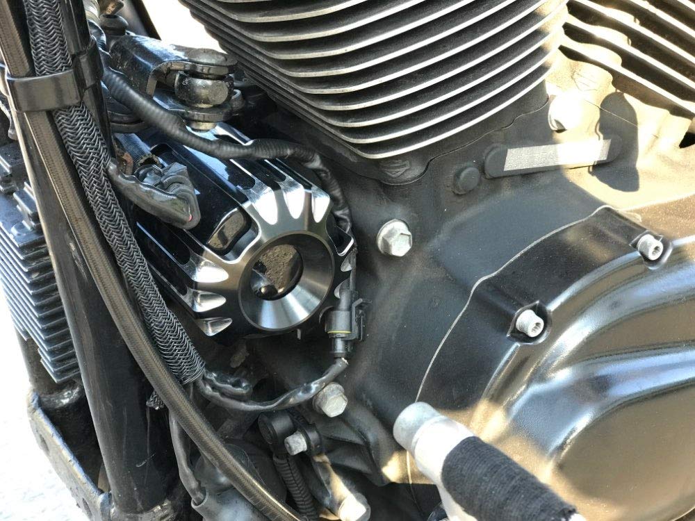 AQIMY Motorrad Filterabdeckung Aluminium für Harley Sportster 883 1200 XL Touring Softail Ziergitter-Stil Schwarz+Verchromt