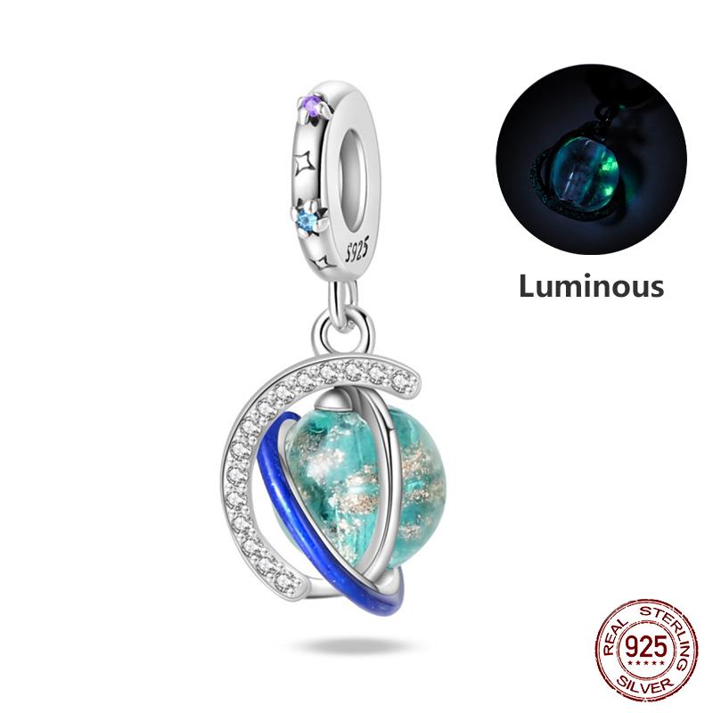Copper Metal Trendy Fashion Glowing Spaceship Astronaut Bunny Planet Charm Bead Components Bead Components Compatible With Brand Authentic Original