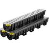 Trench Drain System, Channel Drain with Metal Grate, 150x130 Mm HDPE Drainage Trench, Black Plastic Garage Floor Drain, 3x39 Trench Drain Grate, with