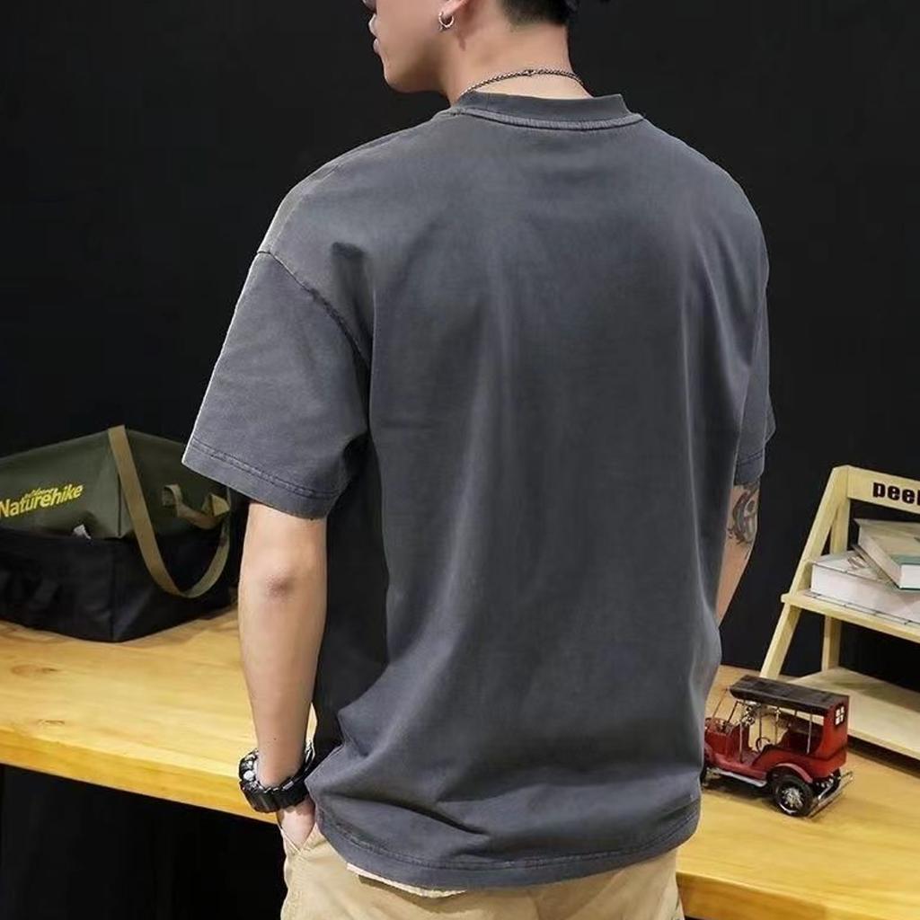 Ins Fashion Men's Short Sleeves T-shirt O-neck Cotton Casual Pullovers Tee