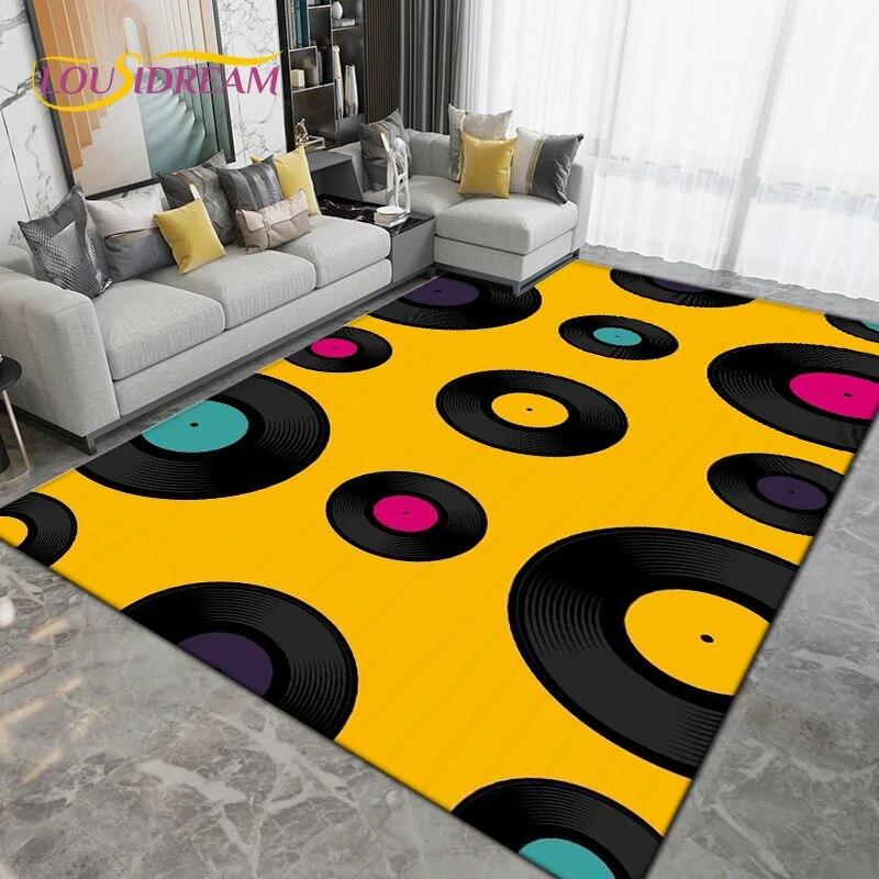 Classical Music Vintage Vinyl Record Area Rug Large,Carpet Rug for Living Room Bedroom Sofa,Kitchen Bathroom Non-slip Floor Mats