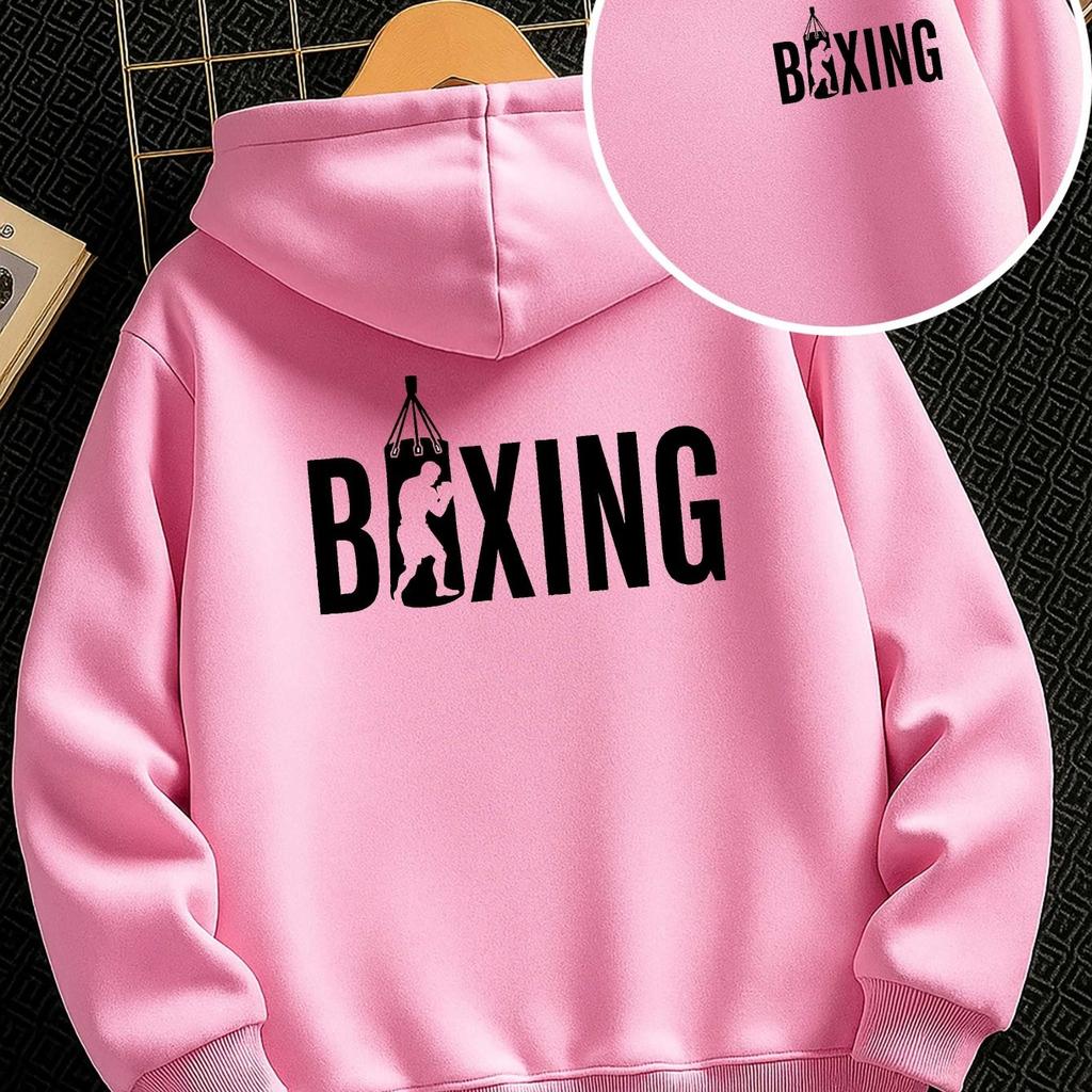 Unisex Kids' Reversible Boxing-Print Hoodie (Fall/Winter) – Casual Trendy Streetwear Sweatshirt