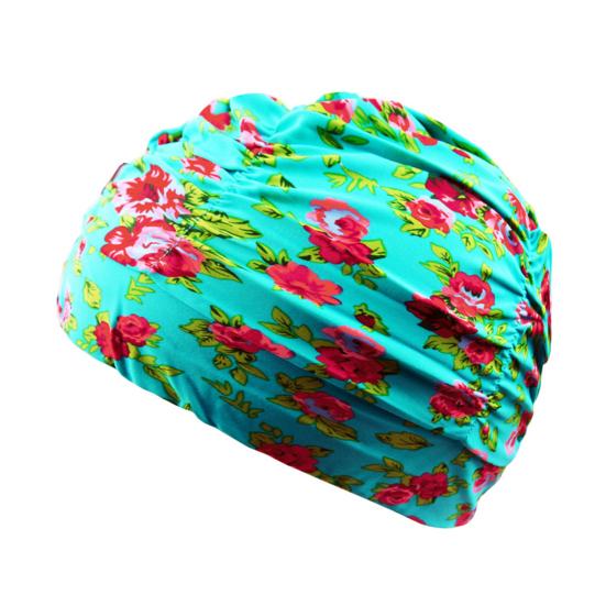 Cloth Swimming Pool Cap for Women, Breathable Colorful Ruffle Swim Cap, Elastic Ear Protection Short Long Hair Bathing Hat