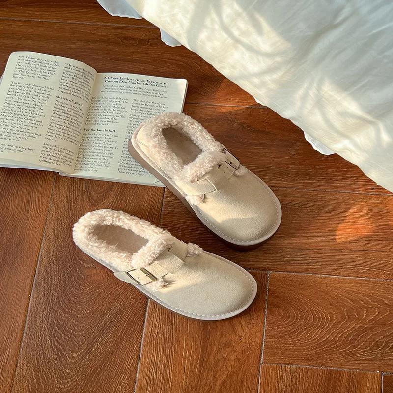 

Модные женские теплые утолщенные плюшевые зимние ботильоны, новая модная искусственная замша, толстая подошва, зимние ботильоны, женские утепленные хлопком туфли 35 бежевый