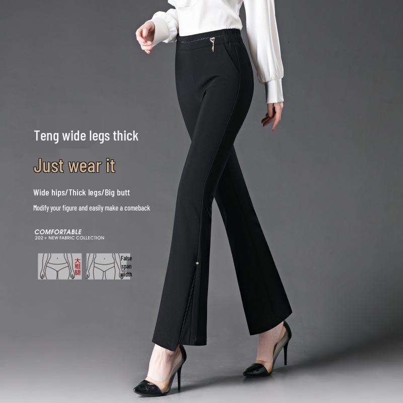 Women's High Waist Stretch Bootcut Pants - Slimming Elastic Waist Casual Wear for Moms