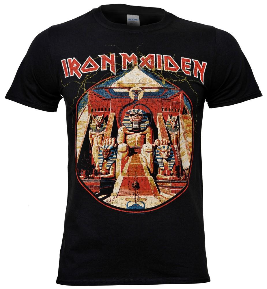 Iron Maiden T Shirt Powerslave Lightning Circle Band Album Logo New Official