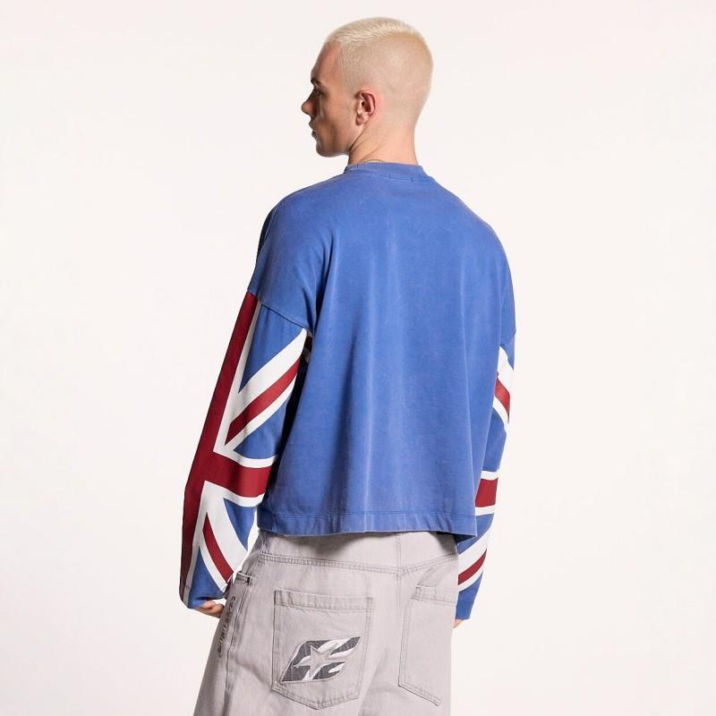 Vintage Streetwear Embroidered Long Sleeve T-Shirt Couple Y2K Style Loose Fit Round Neck Top