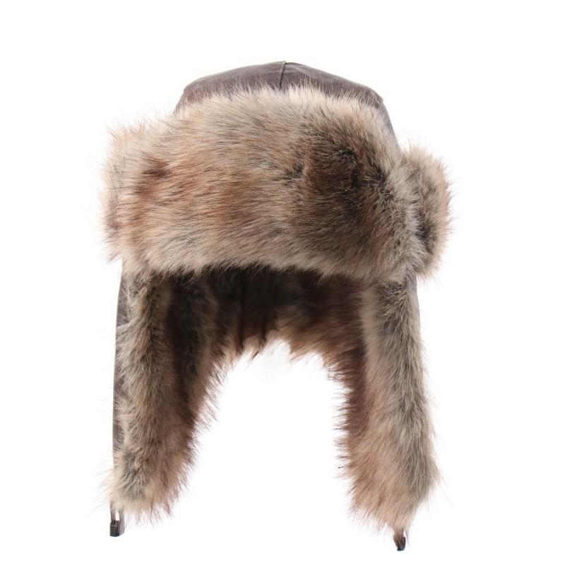 Winter Warm PU Leather Beanie Hat With Fleece Ear Flaps Unisex Thick Knit Cap Cold Weather Outdoor Cycling