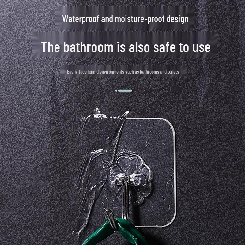 Traceless Strong Adhesive Transparent Wall Hook for Kitchen & Door.