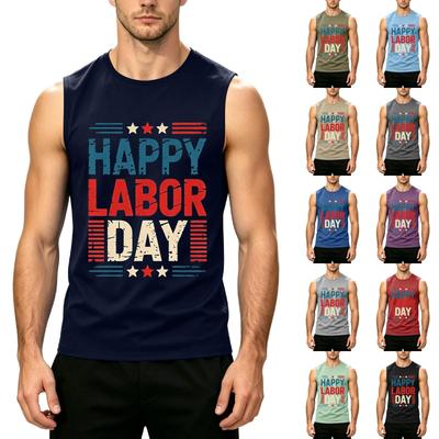 Men's Sleeveless Casual Tank Top Labor Day Graphic Print Muscle Shirt Lightweight Summer Workout Tee