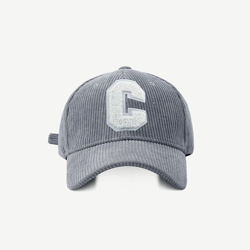 Big C Letter Corduroy Baseball Cap For Men Women Autumn Winter Adjustable Ponytail Sports Hat Unisex Hip Hop Caps Streetwear