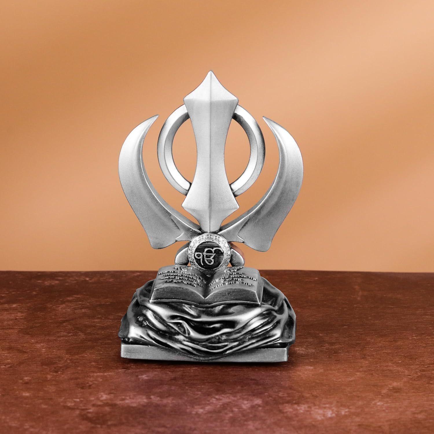 

Khanda Sahib Idol Sikh Religious Symbol Khanda Sahib Statue for Car Dashboard Idol for Pooja Office Table Showpiece Gifts Items
