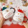 S víčkem a lžičkou Vánoční keramický pohár Keramický pohár na vodu Santa Claus Slavnostní dárek