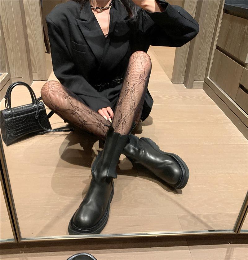 Retro Schwarze Schleife Netzstrümpfe - Sexy Nachtclub-Stil für Frauen