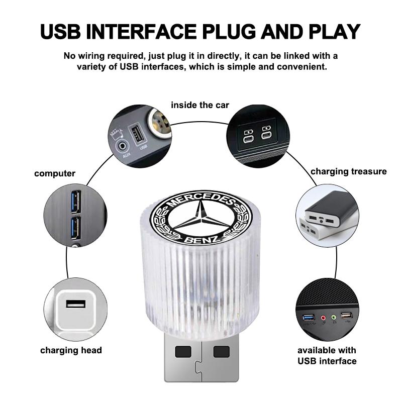 USB LED Car Light Auto Interior Atmosphere Light Car accessories For Mercedes-Benz AMG C500 C200 C300 A B C E GLA CLA GLK GL ML GLE W204 W205 W203 W11