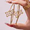 Elegant Double Flower Open Bracelet, 18k Gold-Plated Stainless Steel