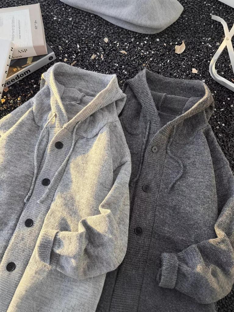 Unisex Strickjacke mit Kapuze - Weich, Locker, Hochwertiger Koreanischer Stil für Herbst/Winter