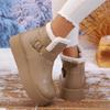 Thick Bottom Waterproof Pu Snow Boots Women 2025 Winter Metal Buckle Chunky Platform Furry Ankle Boots Warm Plush Casual Shoes