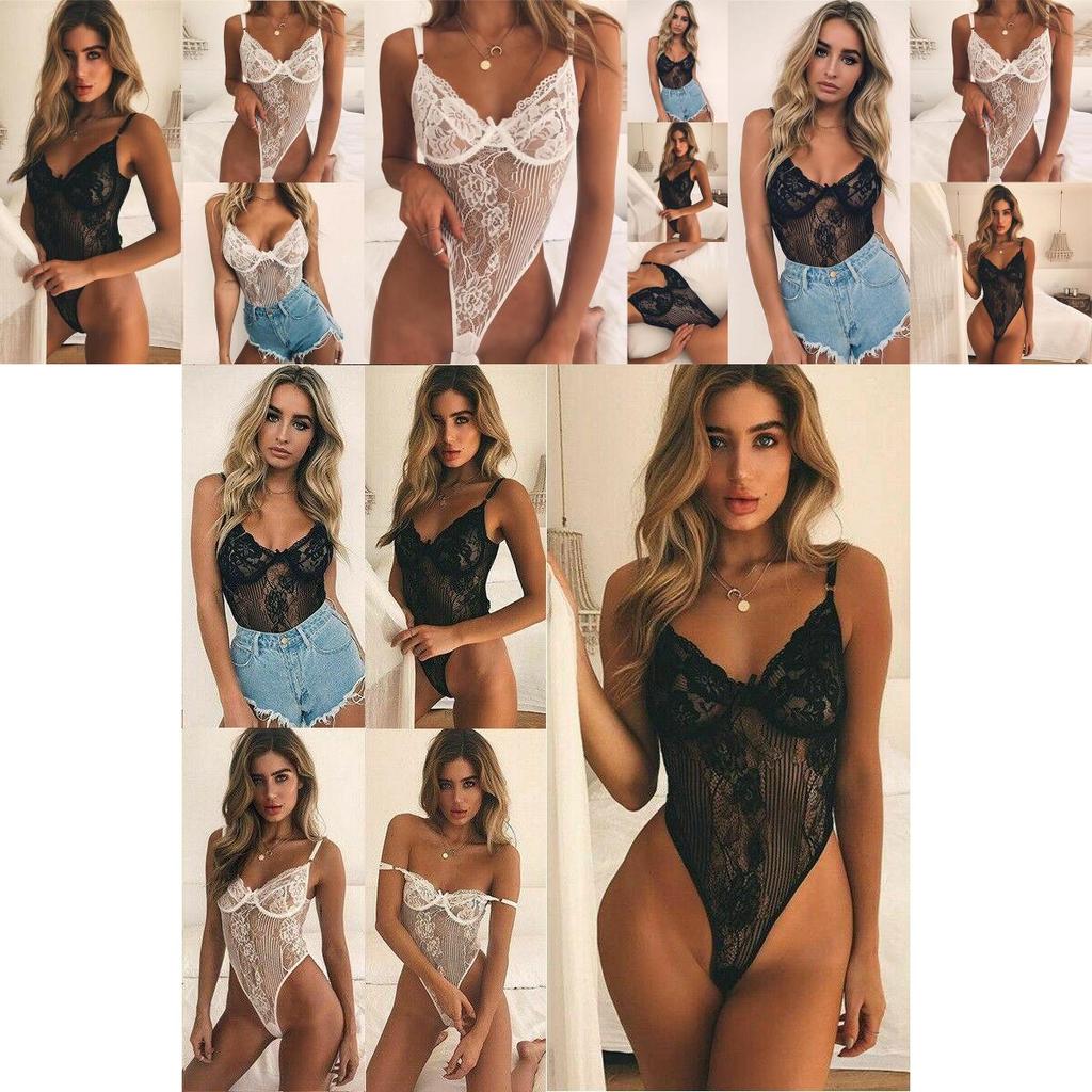 Alluring Women Sexy Teddy Lingerie Babydoll With V-neck Adjustable Straps And Lace Design