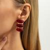 SHIXIN Creative Red Resin Acrylic Stud Earrings for Women Vintage Elliptical Geometric Piercing Earrings New Year Party Jewelry